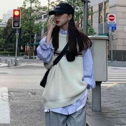 Korean Sweater Women Knitted s for Sleeveless Basic White Plus Size Autumn Woman Knit Pullover s 210427