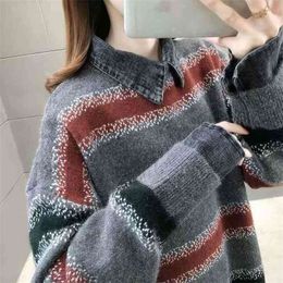 Pullover Women Sweater Knitted Jumper Autumn Winter Tops Pullovers Casual s Shirt Long Sleeve Short Girls 210427