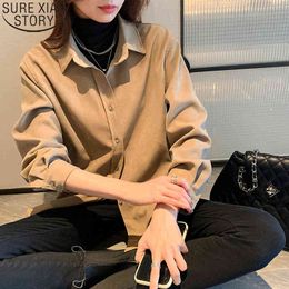 Vintage Plus Size Clothing for Women Spring Autumn Long Sleeve Shirts Korean Office Khaki Blouse Fashion Blusas 12356 210417