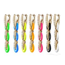 2021 Candy Colourful Women Jewellery Neon Enamel Pig Snout Beads Gold Colour Rainbow Dangle Drop Earring