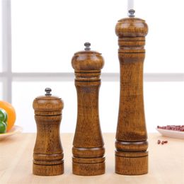 Pepper and Salt Mill, Wooden Adjustable Grinder Spice for Professional Home Kitchen Use 5inch 8inch 10inch 210611