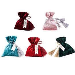 2021 Creative 11x14cm Red Velvet Bags Drawstring Gift Bags For Wedding Gift Small Gold Drawstring Velvet Bag Candy Pouches