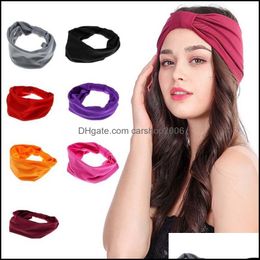 Other Event Festive Party Supplies Home & Garden Retro Fashion Wide Solid Hair Bands Elastic Stretch Twisted Knotted Turban Women Girl Haird