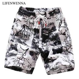 Men's Beach Shorts Fashion Linen Leisure Loose Straight Comfortable Bermuda Men Summer Brand Large Size M-5XL 210806