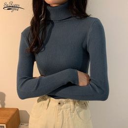 12 Colors Winter Clothes Women Solid Color Slim Turtleneck Long Sleeve Pullover Sweater 's Knitwear 10816 210521