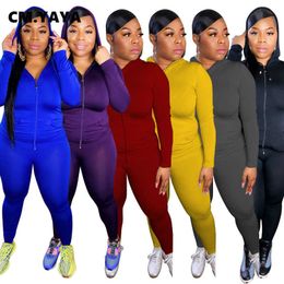 CM.YAYA Activewear Plus Size XL-5XL Women's Set Hooded Jacket Legging Pants Matching Set Tracksuit Fitness Two 2Piece Set Outfit Y0625