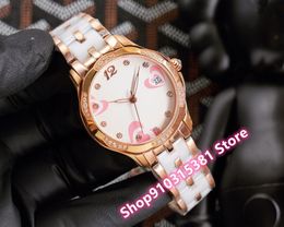 New women sweet pink heart Watches Lady Automatic Mechanical sport Watch sapphire Stainless Steel ceramic clock Waterproof 34mm