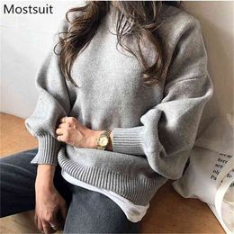 Korean Thicken Knitted Women Sweaters Tops Autumn Winter Long Sleeve O-neck Warm Solid Fashion Ladies Pullovers 210513