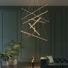 Creative Living Room Led Chandelier Simple Modern Duplex Staircase High Villa Home Dining Bedroom Lamp Nordic Pendant Lamps