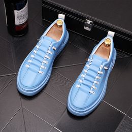 Men's Flats Shoes Fashion New White Blue Casual Trend Low Help Men Comfortable Safety Non-Slip Wedding Party Loafers 16177 45942 90326 85096