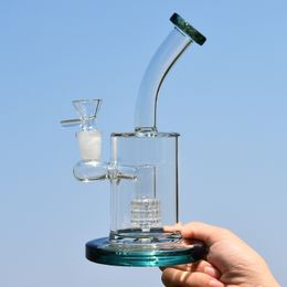 7.5 inch Transparent Thick Bent Neck Glass Bongs Smoking Pipe Recycler Glass Oil Dab Rigs percolator Water Pipes Female Joint With 14mm clear Bowl Accessories