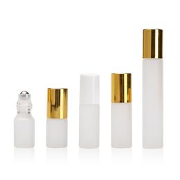 wholesale 10ml 5ml 3ml Perfume Roller Bottles with Frosted Clear Glass and Metal Ball Roller for Essential Oils ZZ
