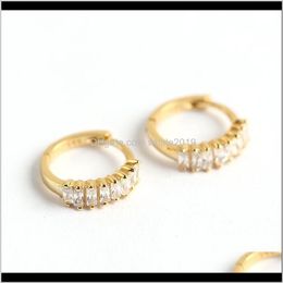 & Hie Drop Delivery 2021 Ins Real 925 Sterling Sier Zircon Round Hoop Earrings For Fashion Women Bohemian Fine Jewellery 18K Gold Aessories Gif