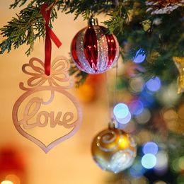 NEWChristmas Decorations letter wood Church Heart Bubble pattern Ornament Tree Decoration Home Festival Ornaments EWB7258