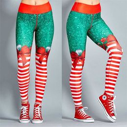 Christmas Trousers For Women Lady Casual Elasticity Skinny Leggins Mujer High Waist Workout Printing Stretchy Pants leggings 211204