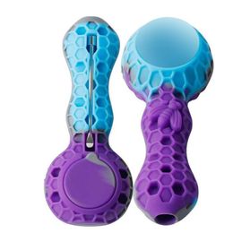 bee Silicone Pipes Smoking With Glass Bowl Unbreakable Portable Cool Travel Sherlock Spoon Hand Pipe For 420 Dry Herbs