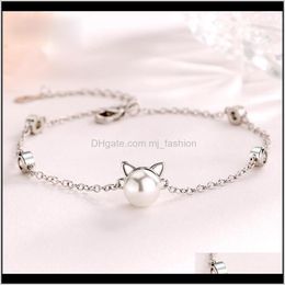 Charm Bracelets Jewelry Style Fashion Female Cute Pearl Kitty Valentines Day Jewelry Bracelet Drop Delivery 2021 Mtgbl