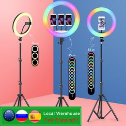 Lighting 45cm LED RGB Selfie Ring Light With mobile Holder 33CM/26CM Photography lighting Rim of Lamp Tripod For Youtube Live Vlog