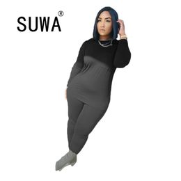All Black Women Tracksuit Two Piece Outfits Long Sleeve Pullover Retro Top Joggers Leggings Casual Matching Sets Wholesale Cloth 210525