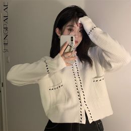 sweater coat women's spring rouond neck long sleeve single breasted knitted cardigan tops female trend 5A107 210427