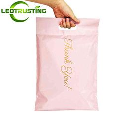 Pink/White/Black Thank You Portable Poly Mailer Adhesive Envelopes Bags Courier Hair Bundles Party Gifts Boxes Shipping Pouches H1231