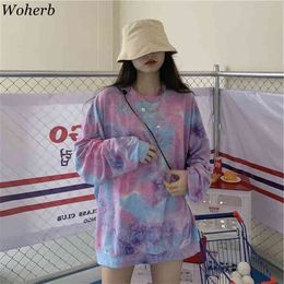 Long Sleeve Tops T-shirt Women Harajuku Tie Dye Tee Shirt Femme Korean Fashion Clothes Loose Tshirts Streetwear 210519