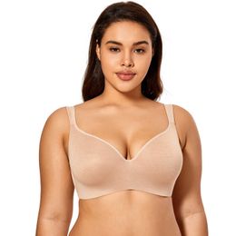 Women's Full Figure Side Support Contour Smooth Underwire Balconette T-Shirt Bra Plus Size 210623