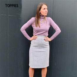 Vintage Plaid Woollen Skirt High Waist A Line Pencil Skirts Women Streetwear Spring Clothes 210421