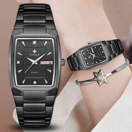 WWOOR 2021 Luxury Casual Waterproof Women Simple Week Date Diamond Square Dress Female Wrist Watch Montre Femme