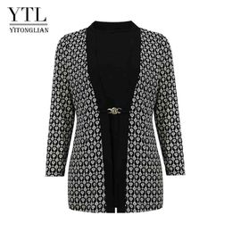 YTL Women's Elegant Vintage Pattern Blouse Shirt Femme Casual Tops for Work Autumn Winter Long Sleeve Patchwork Slim Tunic H413 210719