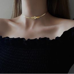 Chokers Classic Watch Buckle Titanium Steel Collar Necklace Female Fashion Jewelry Gothic Girl Sexy Clavicle Chain