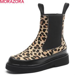 MORAZORA arrival women boots high quality comfortable ladies shoes autumn winter Leopard ankle boots for woman 210506