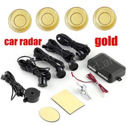 Car Rear View Cameras& Parking Sensors Est 4 Buzzer Kit Reverse Backup Radar Sensor Sound Alert Indicator Probe System 12V 9 Colors For Opti