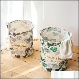 Storage Housekeeping Organisation Home Gardenstorage Boxes & Bins Monstera Deliciosa Folding Laundry Basket Round Bin Bag Large Hamper Colla