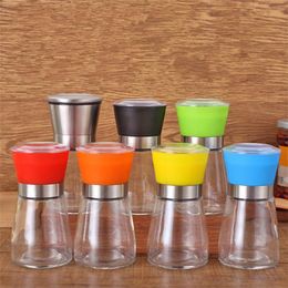 Multicolor Hand Crank Black Pepper Grinders Kitchenware Glass Grinder Shake Bottle Salt Container Seasoning Jar Mills WH0016