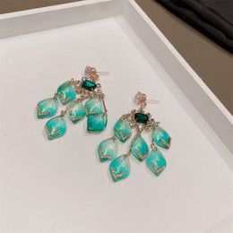 Beautiful Wedding Party Green Crystal Tassel Earrings For Women Personality Elegant Shinning New Pendientes Jewellery