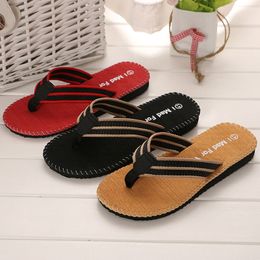 Men's Summer Flip Flops Casual Striped Slippers Male Non-slip Beach Sandals Zapatos Hombre Bathroom Slippers Wholesale Man Shoes