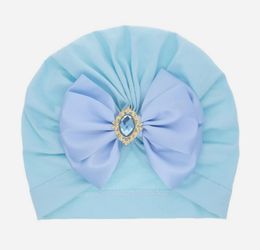 Newborn Turban Hospital Hat Infant Baby Caps with Bow Big Colourful Diamond Soft Cotton Cute Nursery Beanie Head Wrap Elasticity 0-3Y