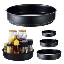 360 Rotating Tray Kitchen Storage Container Spice Jar Snack Cosmetic Stainless Steel Tray Condiment Storage Box Storage Tray 211110