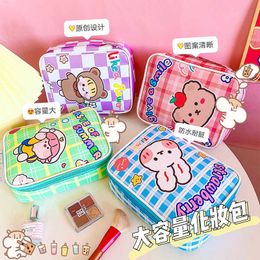 Korea Cute Ins Bear Rabbit Cosmetic Bag For Women Large Capacity Travel Home Storage Makeup Beauty Case Bentoy Bags 210729