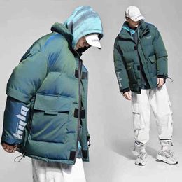 Winter Men Down Jacket Fashion White Duck Down Coat Stand-up Collar Puffer Jacket with Big Pockets Man Bright Colourful Parkas G1115