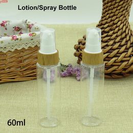 60ML Clear PET Plastic Cosmetic Toner Spray Bottle, Portable Travel Bamboo Lotion/Emulsion Pump Container,Cosmetic Containershigh qty