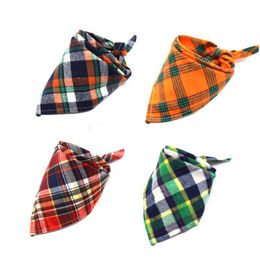 Baby Plaid Bibs Cotton Lattice Saliva Towel Baby Feeding Triangle Towel Kids Bandana Scarf Bibs Lattice Head Scarf Infant Burp Cloths