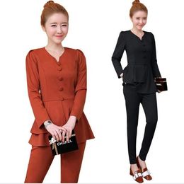 Two Piece Dress Spring Autumn Outfit Suits Large Size Ladies Top Shirt Pants Leisure Women Two-Piece Clothing Set Plus XL-5XL Trousers