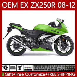 Injection mold Body For KAWASAKI NINJA ZX250R ZX 250R EX250 ZX250 R 08 09 10 11 12 Bodywork 81No.101 ZX-250R 2008 2009 2010 2011 2012 Stock green EX250R 08-12 OEM Fairing