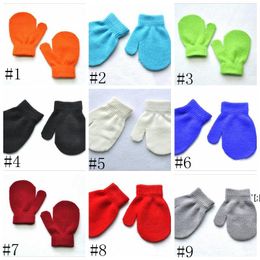 Baby Winter Warm Mittens Kids Knitted Gloves Boys Girls Anti-chaos Grabbing Mitten Student Scratch Candy Colour mittens 1-4 year ZZA9592