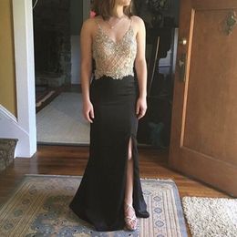 Glitter Black Long Prom Dress Sparkly Sequins Leg Slit Party Gown Tailor Made Plus Size Available