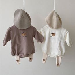 Newborn Baby Fashion Loose Long Sleeve Bodysuits Spring Autumn Toddler Boy And Girl O-neck Cartoon Cotton Jumpsuit 210413