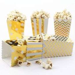 wedding popcorn boxes UK - Gift Wrap 6 12pc Dot Wave Striped Paper Popcorn Gold Silver Box Corn Candy  Sanck Favor Xmas Wedding Bag Kid Birthday Party Decoration