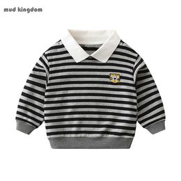 Mudkingdom Toddler Boys Sweatshirt Fashion Stripe Cartoon Animal Kids Clothes Autumn Winter Tops for 210615
